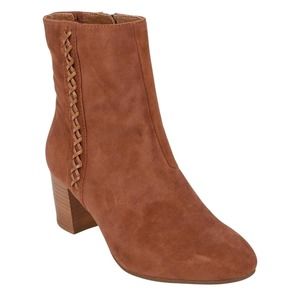 Earth Sparta Suded Ankle Boots Chunky Heel Cinnamon / Brown Size 7.5 Women's